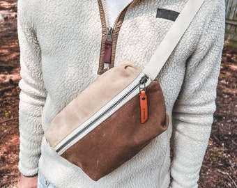 Colorblock Waist Pack: Waxed Canvas Leather