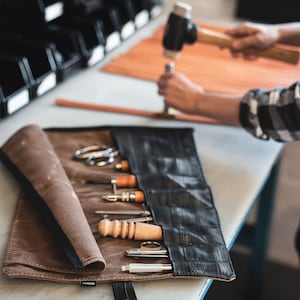 Tool Roll, Waxed Canvas & Recycled Bike Inner Tubes