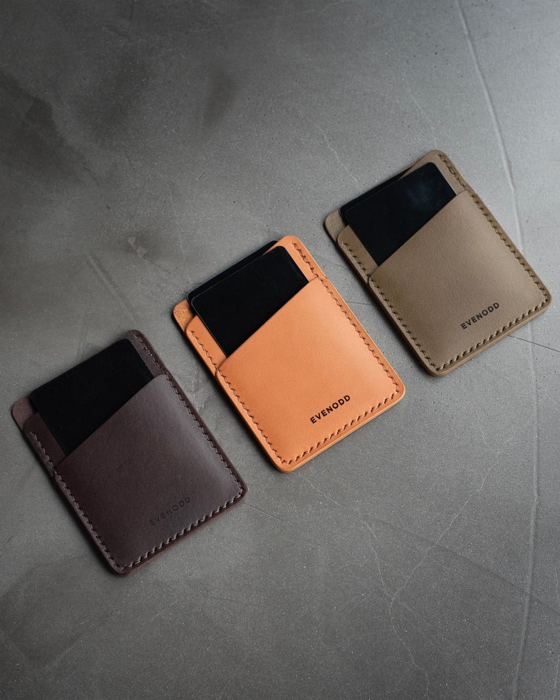 Leather Vertical Slim Wallet - Dark Brown - Etsy