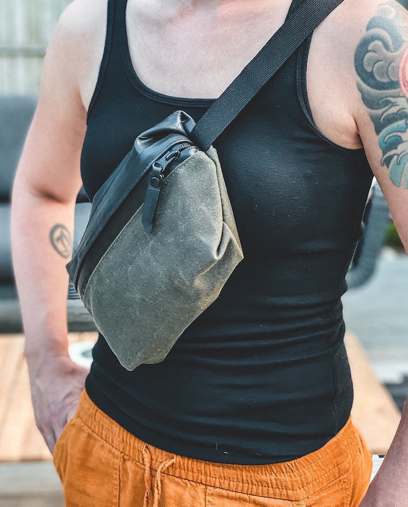 Waist Pack: Waxed canvas and inner tube image 2