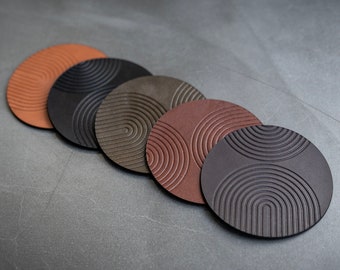 Leather Coasters - Arch Pattern, 4 Pack