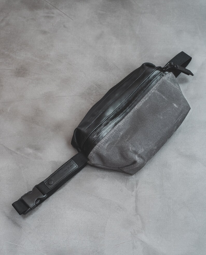 Waist Pack: Waxed canvas and inner tube Gray