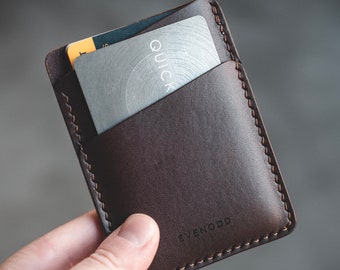 Leather Vertical Slim Wallet - Dark Brown