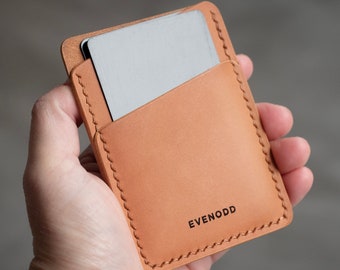 Leather Vertical Slim Wallet - Tan