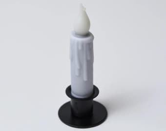 Candela a LED con timer, a batteria, stile rustico, grigia, da 4,5 pollici.