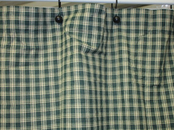 Country Primitive Green Plaid Homespun Shower Curtain Rustic Etsy