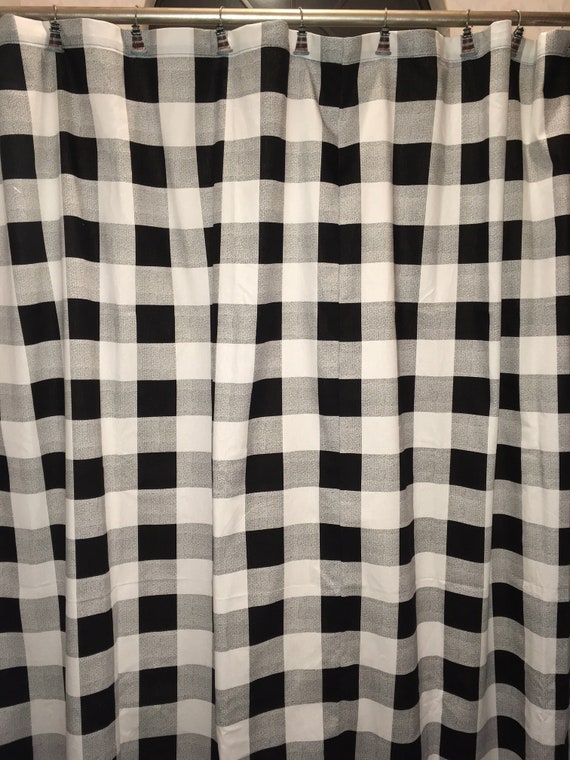 Black And White Buffalo Check Shower Curtain Rustic Country Farmhouse 76 Long