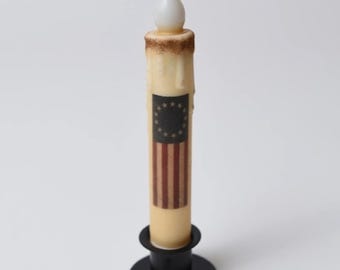 Vela cónica patriótica de Betsy Ross con temporizador de 18 cm y bandera estadounidense