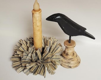 Anillo de vela cónica con corona de trapo teñido en azul marino primitivo campestre