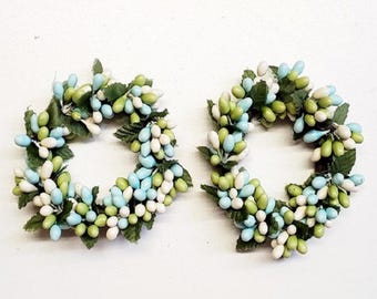 Set of 2 Country Primitive Seabreeze Pip Berry Taper Candle Rings 1.5&quot; Ring