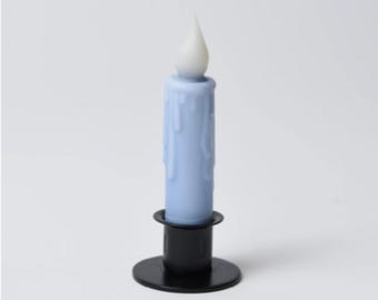 Country Farmhouse Light Blue Battery Operated Timer Taper LED Candle 4.5"