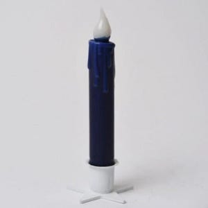 Country Primitive marineblauwe led-timer taper kaars 7"