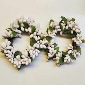 Anelli Per Candele Floreali Con Ortensie - Mini Ghirlanda 25,4 Cm Per Pilastri - Fiori Finti In Seta - Decorazioni Per Matrimoni E Casa - Bianco - 3