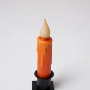 Vela cônica com temporizador operada por bateria Country Primitive Orange de 4,5&quot; para decoração de Halloween e Ação de Graças