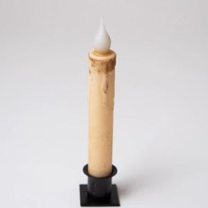 Country Primitive Cream Led Timer Taper Candle 7&quot;