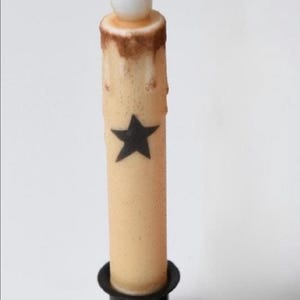 Country Primitive Black Star LED Timer Taper Candle 7&quot; Battery Operated Fall Decor