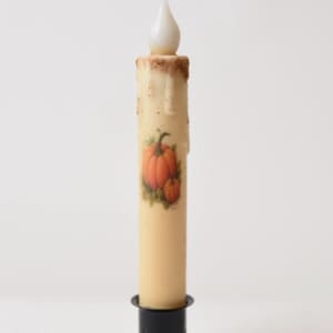 Vela cônica de LED Country Primitive Fall com temporizador de 7&quot; e decoração de Ação de Graças com cera de abóbora sem chama