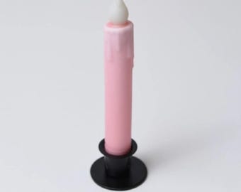 Vela cónica con temporizador, de cera LED rosa, estilo rústico primitivo, de 18 cm