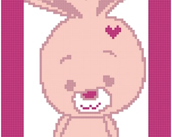 Bashful Bunny Graph Baby  Blanket Pattern