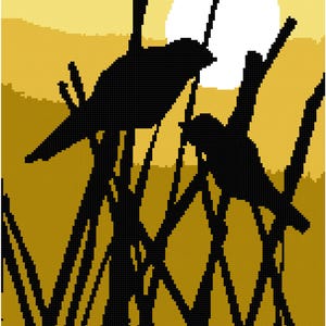 Vogels bij zonsondergang grafiek deken patroon