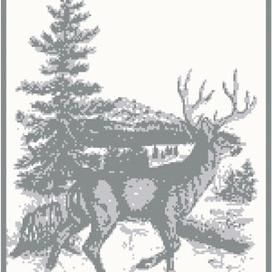 Deer in Forest Graph Blanket Pattern