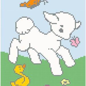 Frolicking Lamb Baby Blanket Pattern