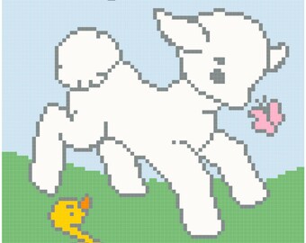 Frolicking Lamb Baby Blanket Pattern