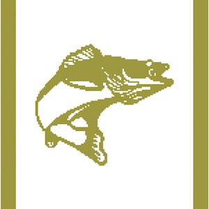 May include: A stylized silhouette of a fish jumping out of the water, outlined in a dark green color against a white background.