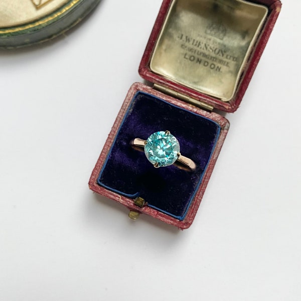 Mid 20th century blue zircon solitaire ring