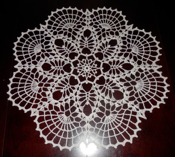 Lovely Real Handmade Crochet Tablecloth Doily Ecru Round | Etsy