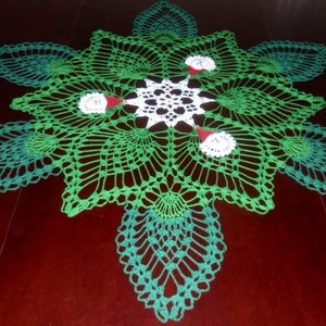 Stunning Handmade Crochet Tablecloth Doily, 33&quot;,Round,&quot;Santa Claus&quot;, Cotton100%