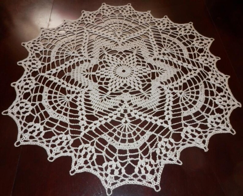 ECRU STAR Round 23 100/% Cotton Lovely Real Handmade Crochet Doily