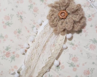 BEIGE Morikei Morigirl Rustic Crochet Handmade Multicolor Flower hairclip and brooch