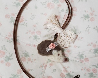 Hedgehog needle felted needle felting keychain morikei morigirl cottagecore