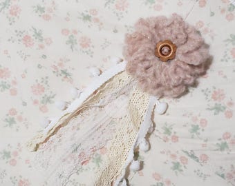 PINK Morikei Morigirl Rustic Crochet Handmade Multicolor Flower hairclip and brooch