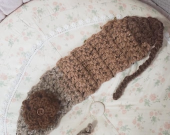 LIMITED Morikei Morigirl Floral Headband Crochet Handmade Multicolor Flowers brown tones variegated