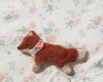 Fox needle felted needle felting keychain morikei morigirl cottagecore