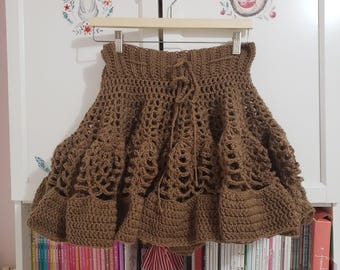 RARE crochet morigirl morikei brown skirt handmade