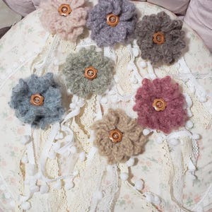 Morikei Morigirl Rustic Crochet Handmade Multicolor Flower hairclip and brooch