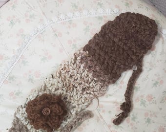 LIMITED Morikei Morigirl Floral Headband Crochet Handmade Multicolor Flowers brown tones variegated