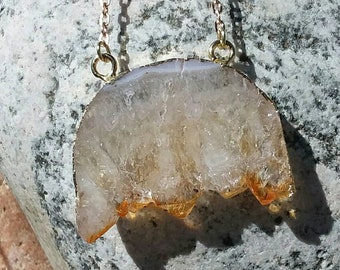 Natural Half Moon Citrine Necklace