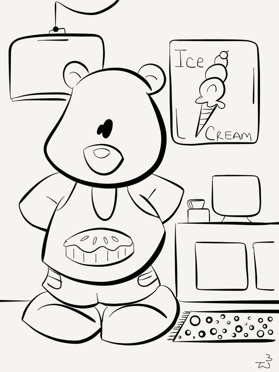 Download Ice Cream Shop Bear coloring book instant download | Etsy