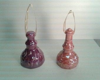 Heirloom Ornament - Orchid Purple or Plum covered in Mother of Pearl Bell by Hatfield Pottery