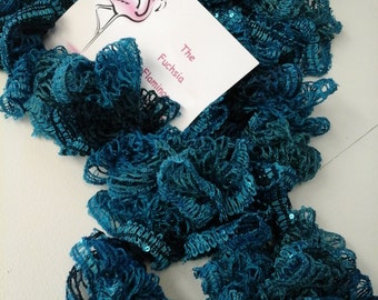 Cascade Scarf made of 100% acrylic yarn, handcrafted by The Fuchia Flamingo, hand wash