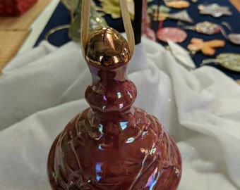 Heirloom Ornament Bell - covered in Mother of Pearl and topped with 22k gold by Hatfield Pottery