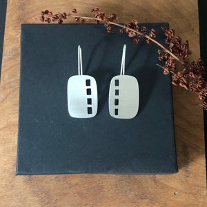 Rectangular Sterling Silver earrings with cut outs