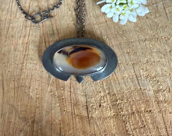 Montana Agate Pendant, Sterling Silver necklace