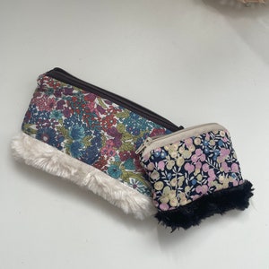 Liberty Fabric Floral Und Kunstpelz Geldbörse Beutel