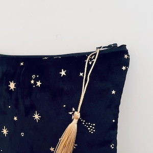 Black Velvet Star Constellations MakeUp Bag With Waterproof Lining Pouch Purse Clutch Astrology gift Star sign pouch Bild 3