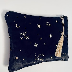 Black Velvet Star Constellations MakeUp Bag With Waterproof Lining Pouch Purse Clutch Astrology gift Star sign pouch Bild 2